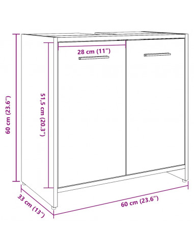 Mobile Lavabo Bagno Rovere Artigianale Legno Multistrato