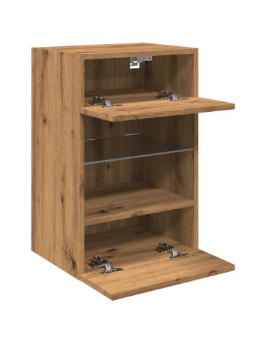 Mobili TV a Parete Luci LED 2pz Rovere Artigianale 40x30x60,5cm