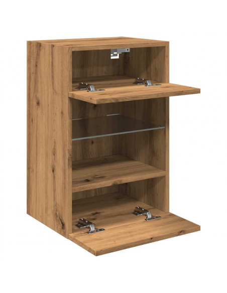 Mobili TV a Parete Luci LED 2pz Rovere Artigianale 40x30x60,5cm