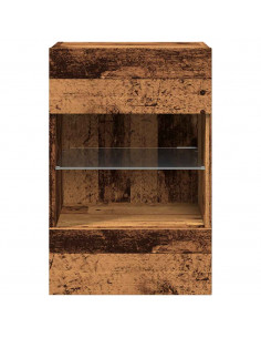 Mobili TV a Parete con Luci LED 2pz Legno Vecchio 40x30x60,5 cm