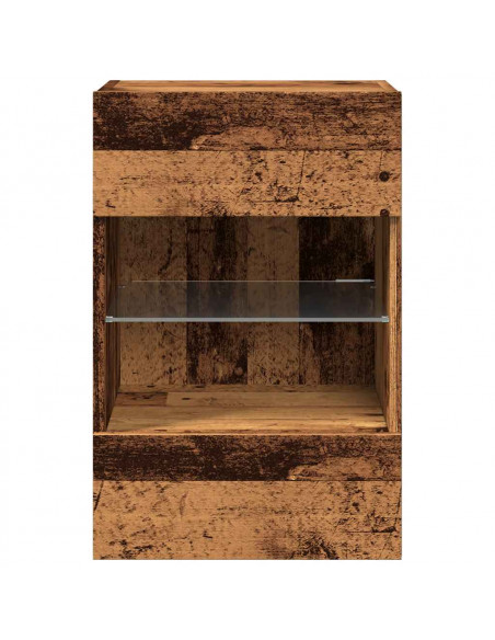 Mobili TV a Parete con Luci LED 2pz Legno Vecchio 40x30x60,5 cm