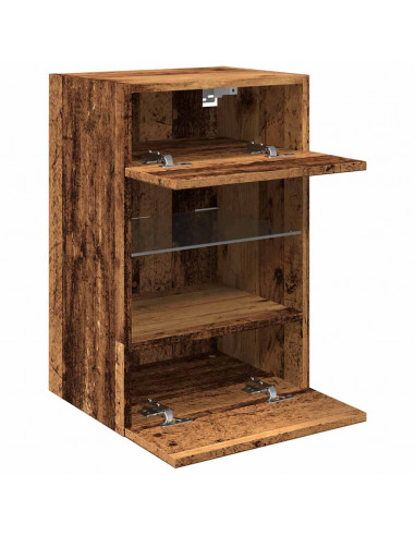 Mobili TV a Parete con Luci LED 2pz Legno Vecchio 40x30x60,5 cm