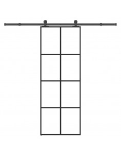 Porta Scorrevole con Ferramenta 76x205cm Vetro ESG Alluminio
