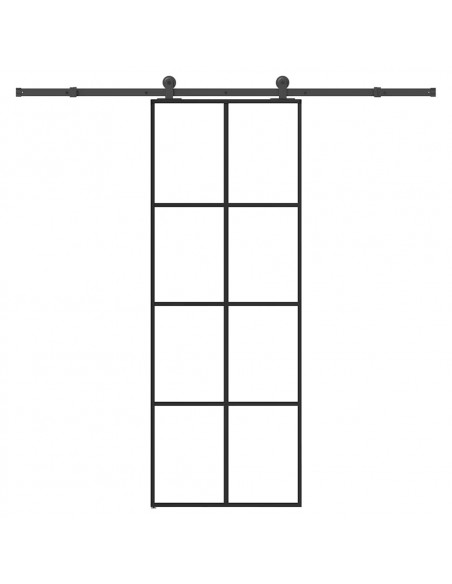 Porta Scorrevole con Ferramenta 76x205cm Vetro ESG Alluminio