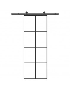 Porta Scorrevole con Ferramenta 76x205cm Vetro ESG Alluminio