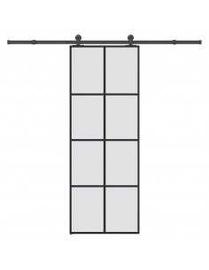 Porta Scorrevole con Ferramenta 76x205cm Vetro ESG Alluminio