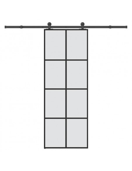 Porta Scorrevole con Ferramenta 76x205cm Vetro ESG Alluminio