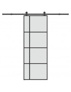 Porta Scorrevole con Ferramenta 76x205cm Vetro ESG Alluminio