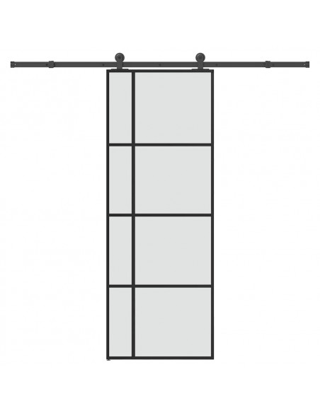 Porta Scorrevole con Ferramenta 76x205cm Vetro ESG Alluminio