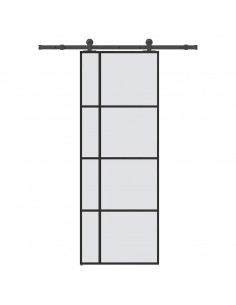 Porta Scorrevole con Ferramenta 76x205cm Vetro ESG Alluminio