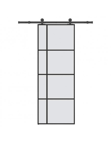 Porta Scorrevole con Ferramenta 76x205cm Vetro ESG Alluminio