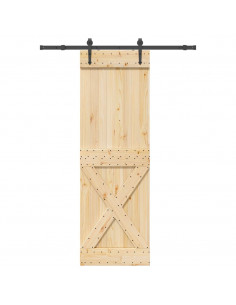 Porta Scorrevole con Set Hardware 70x210 cm Legno Massello Pino