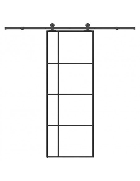 Porta Scorrevole con Ferramenta 76x205cm Vetro ESG Alluminio