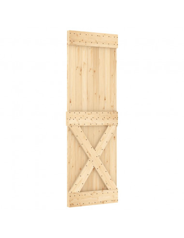 Porta Scorrevole con Set Hardware 70x210 cm Legno Massello Pino