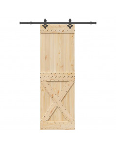 Porta Scorrevole con Set Hardware 70x210 cm Legno Massello Pino
