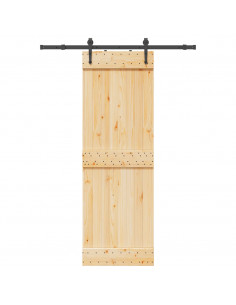 Porta Scorrevole con Set Hardware 70x210 cm Legno Massello Pino