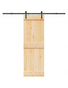 Porta Scorrevole con Set Hardware 70x210 cm Legno Massello Pino