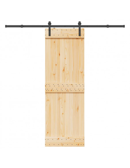 Porta Scorrevole con Set Hardware 70x210 cm Legno Massello Pino
