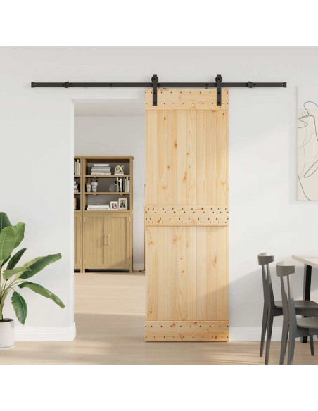 Porta Scorrevole con Set Hardware 70x210 cm Legno Massello Pino
