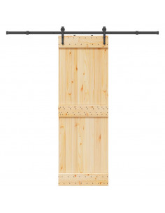 Porta Scorrevole con Set Hardware 70x210 cm Legno Massello Pino