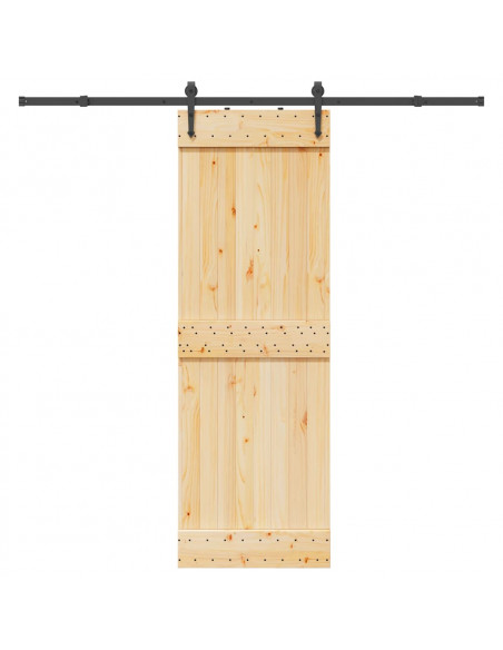 Porta Scorrevole con Set Hardware 70x210 cm Legno Massello Pino
