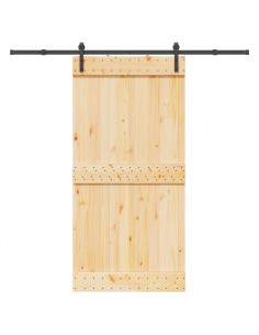 Porta Scorrevole con Set Hardware 100x210cm Legno Massello Pino