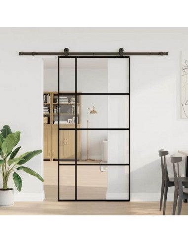 Porta Scorrevole con Ferramenta 102,5x205cm Vetro ESG Alluminio