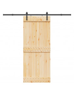 Porta Scorrevole con Set Hardware 85x210 cm Legno Massello Pino