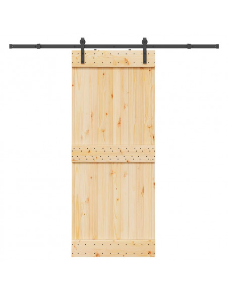 Porta Scorrevole con Set Hardware 85x210 cm Legno Massello Pino