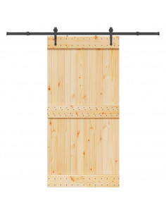 Porta Scorrevole con Set Hardware 100x210cm Legno Massello Pino
