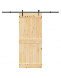 Porta Scorrevole con Set Hardware 85x210 cm Legno Massello Pino