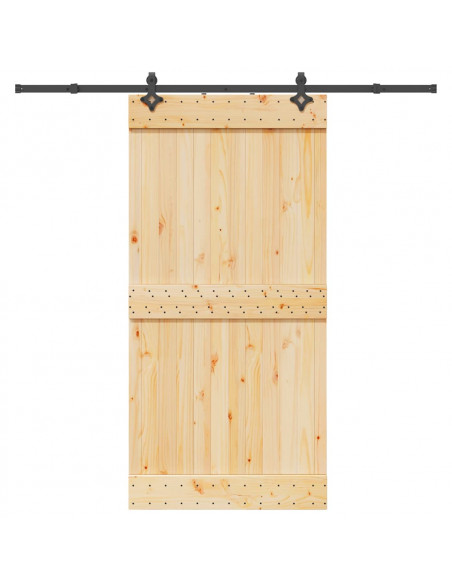 Porta Scorrevole con Set Hardware 100x210cm Legno Massello Pino