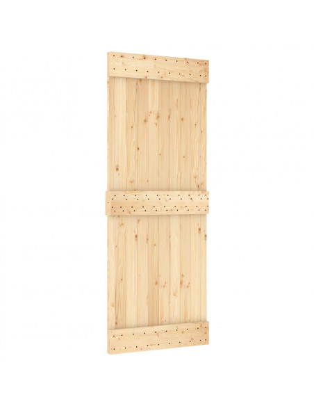 Porta Scorrevole con Set Hardware 85x210 cm Legno Massello Pino