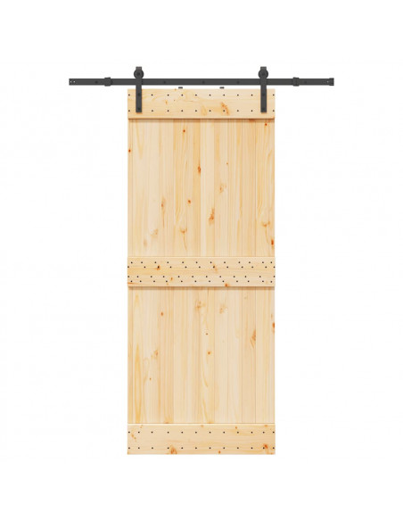 Porta Scorrevole con Set Hardware 85x210 cm Legno Massello Pino
