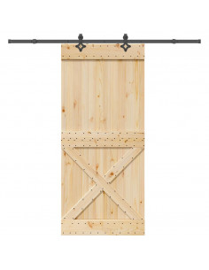 Porta Scorrevole con Set Hardware 100x210cm Legno Massello Pino