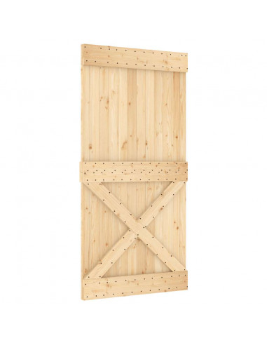 Porta Scorrevole con Set Hardware 100x210cm Legno Massello Pino