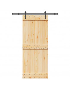 Porta Scorrevole con Set Hardware 85x210 cm Legno Massello Pino