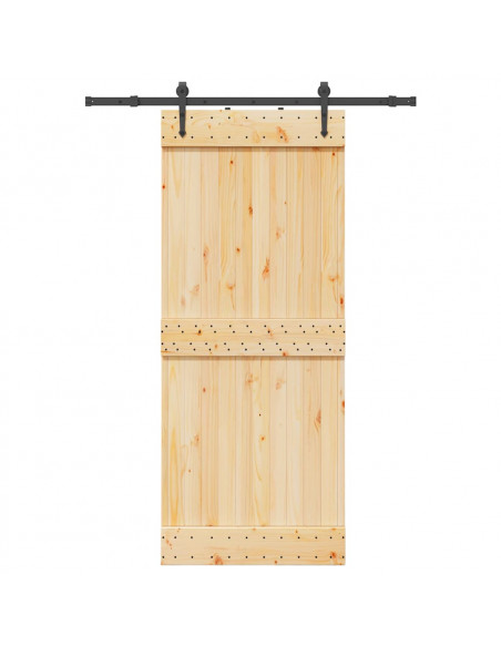 Porta Scorrevole con Set Hardware 85x210 cm Legno Massello Pino