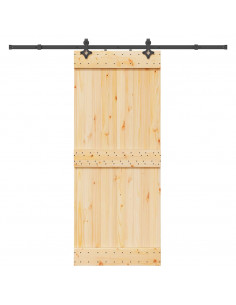 Porta Scorrevole con Set Hardware 85x210 cm Legno Massello Pino
