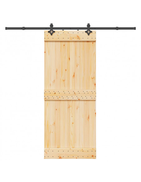 Porta Scorrevole con Set Hardware 85x210 cm Legno Massello Pino