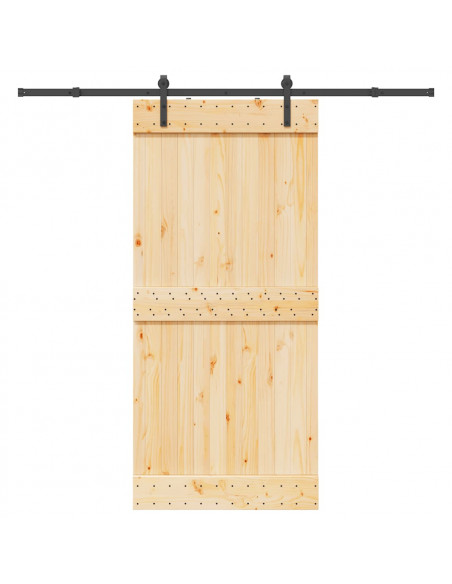 Porta Scorrevole con Set Hardware 95x210 cm Legno Massello Pino