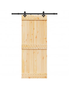 Porta Scorrevole con Set Hardware 85x210 cm Legno Massello Pino