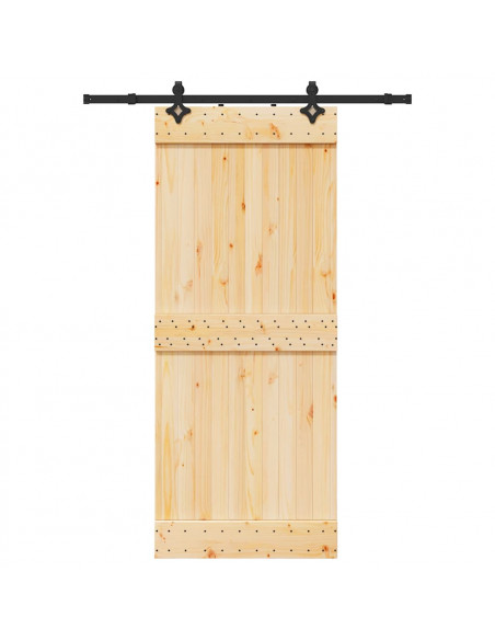 Porta Scorrevole con Set Hardware 85x210 cm Legno Massello Pino