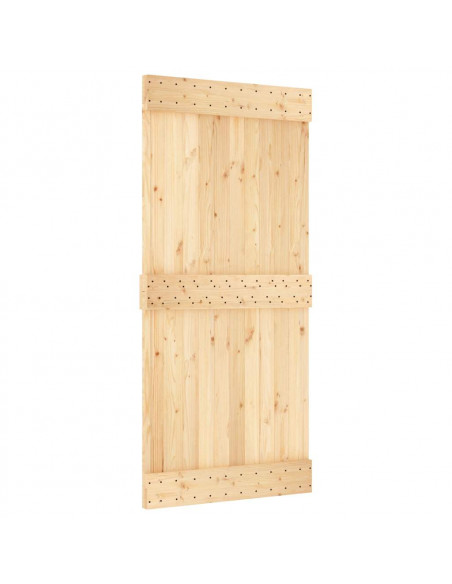 Porta Scorrevole con Set Hardware 95x210 cm Legno Massello Pino