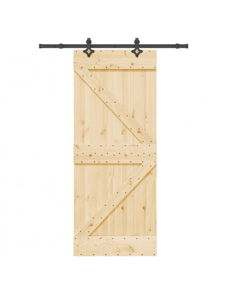 Porta Scorrevole con Set Hardware 85x210 cm Legno Massello Pino