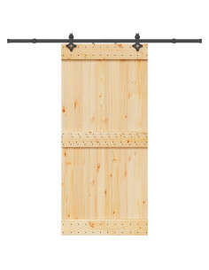 Porta Scorrevole con Set Hardware 95x210 cm Legno Massello Pino