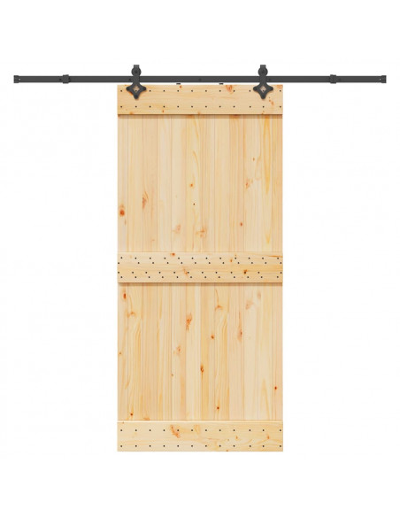 Porta Scorrevole con Set Hardware 95x210 cm Legno Massello Pino