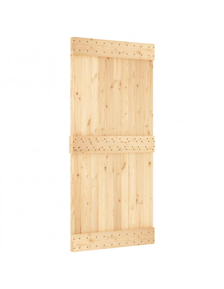 Porta Scorrevole con Set Hardware 95x210 cm Legno Massello Pino