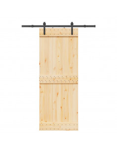 Porta Scorrevole con Set Hardware 80x210 cm Legno Massello Pino