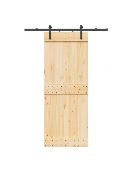 Porta Scorrevole con Set Hardware 80x210 cm Legno Massello Pino